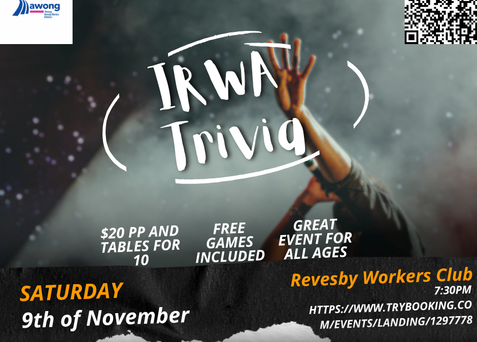 IRWA Trivia Night 9th November